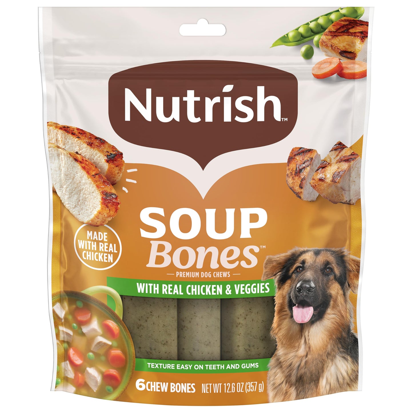 HOTNutrish Soup Bones Chicken Dog Chews, 23.1 oz. Bag, 11 Treats (Rachael Ray)