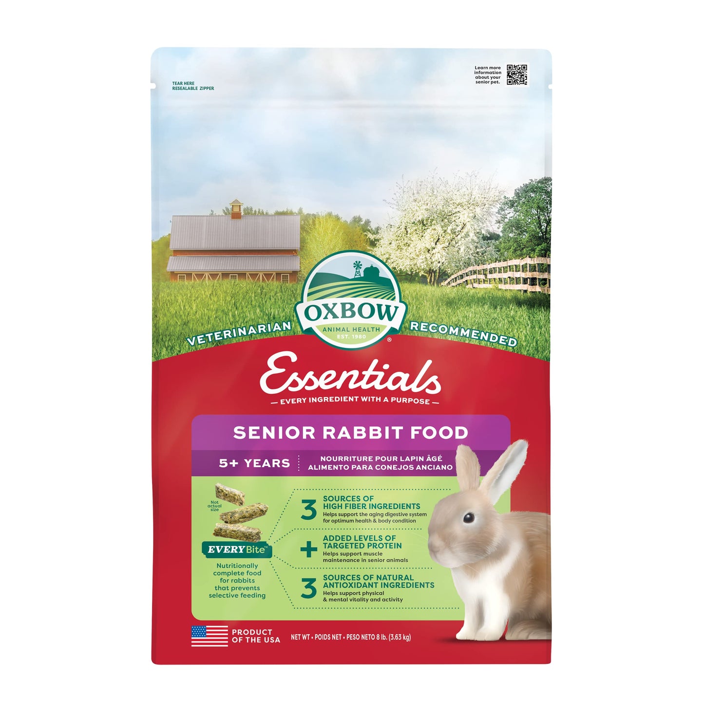 HOTOxbow Essentials Adult Rabbit Food, Timothy Hay Rabbit Pellets, USA, 5 lb