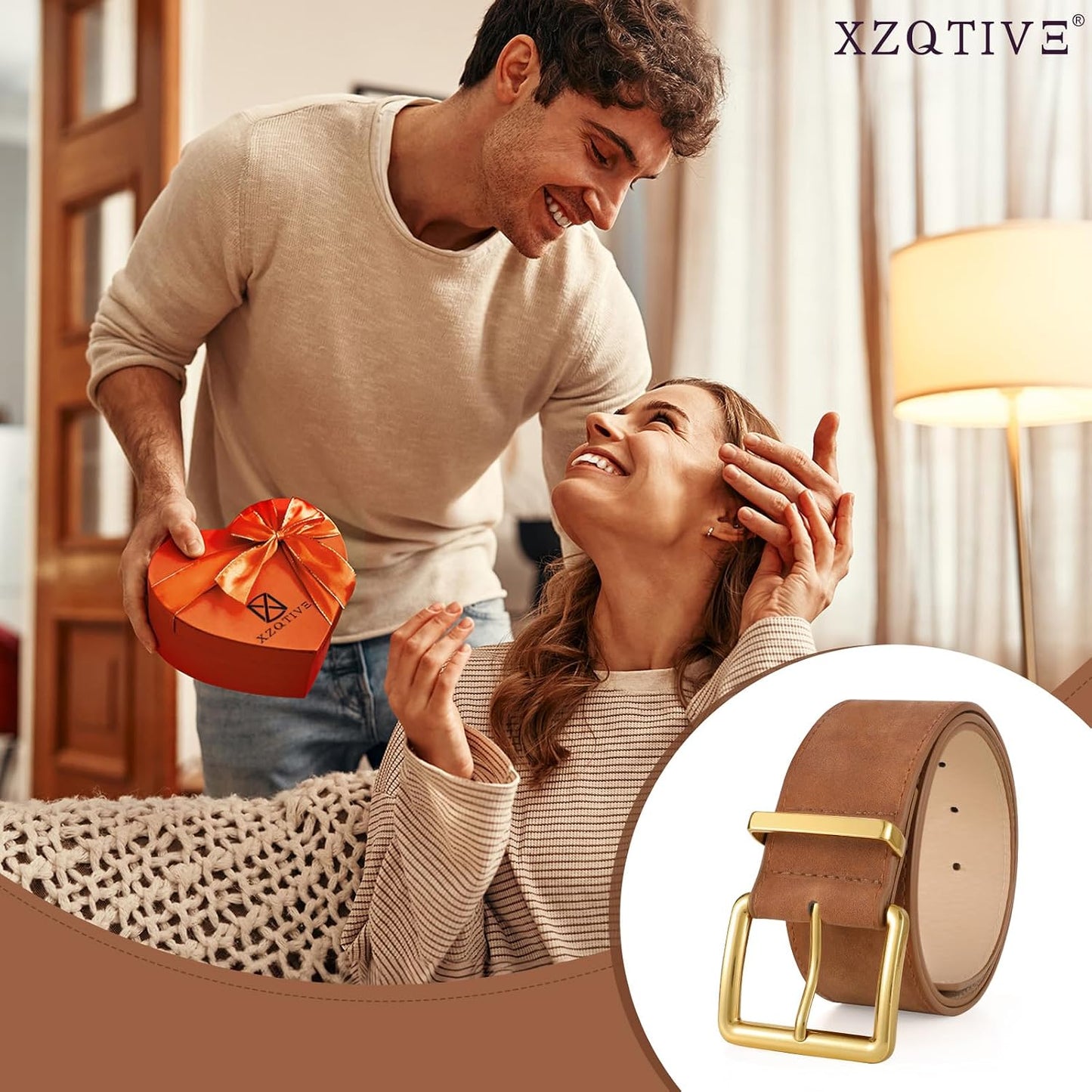 HOTXZQTIVE Women Wide Chunky Belt for Dresses Fashion Thick Suede Belt with Gold Buckle