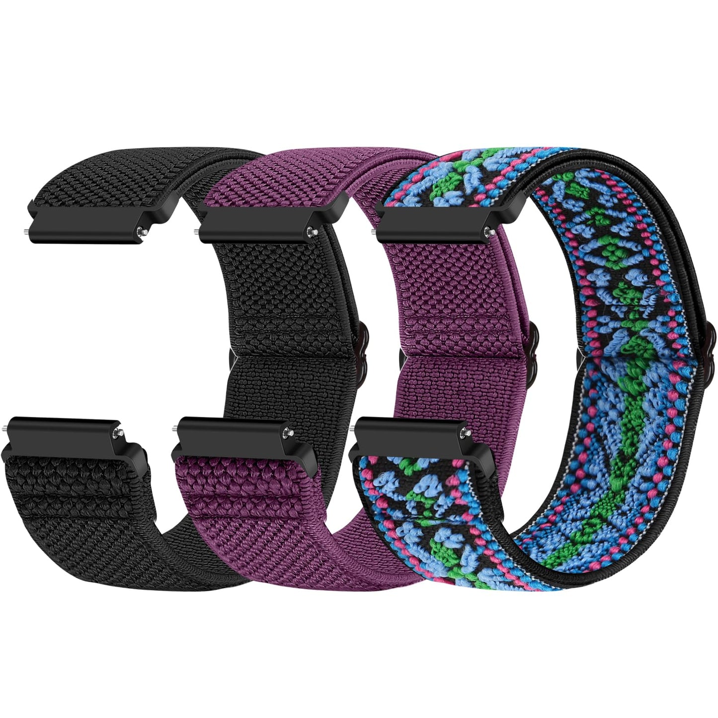 HOTCompatible with 16mm 18mm 19mm 20mm 22mm 24mm Watch Bands Quick Release Replacement Wristband,Adjustable Stretchy Nylon Solo Loop Straps Fabric Braided Sport Elastic Bands for Men Women