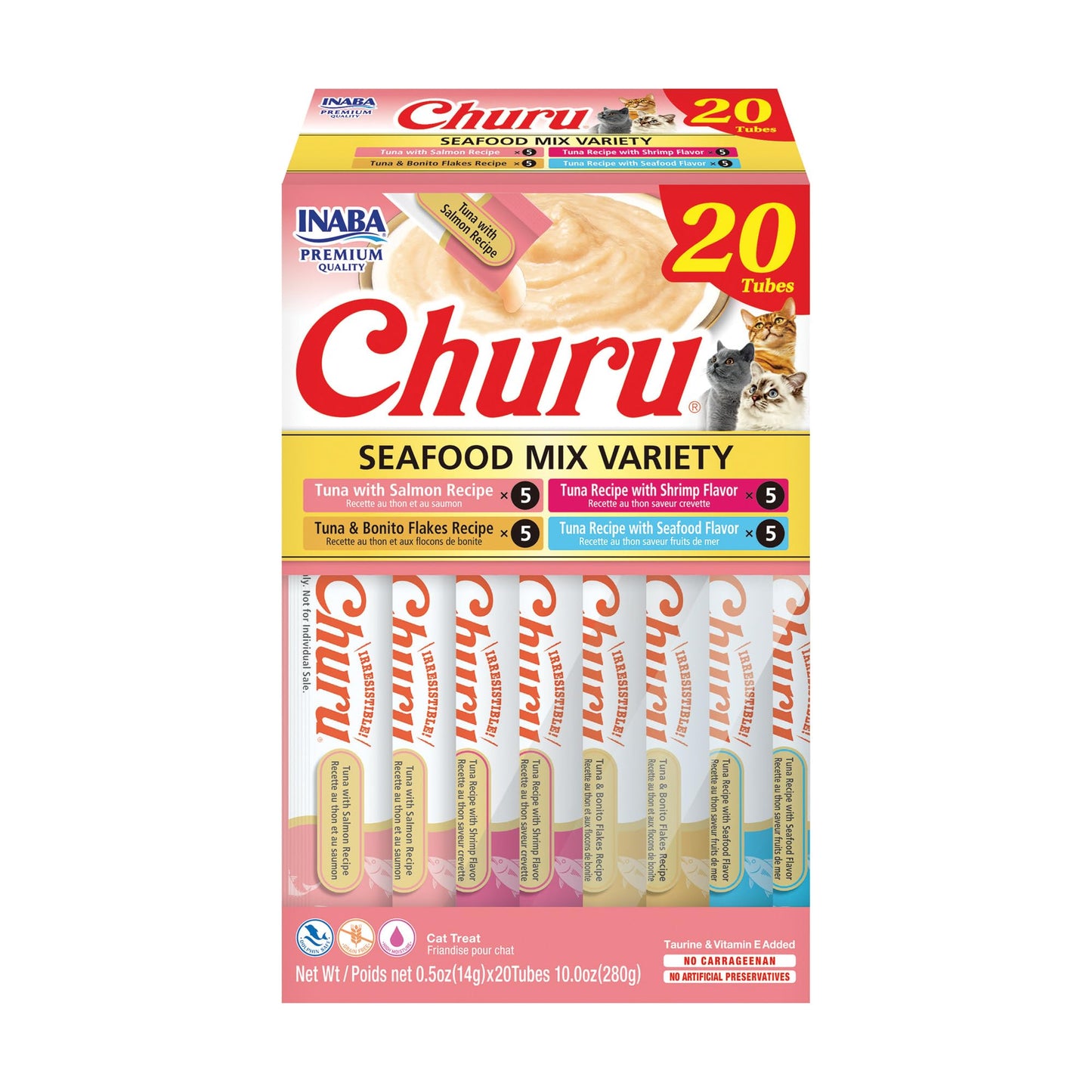 HOTINABA Churu Cat Treats, Lickable, Squeezable Creamy Purée Cat Treat with Green Tea Extract & Taurine, 0.5 Ounces Each Tube, 60 Tubes, Chicken Variety Box