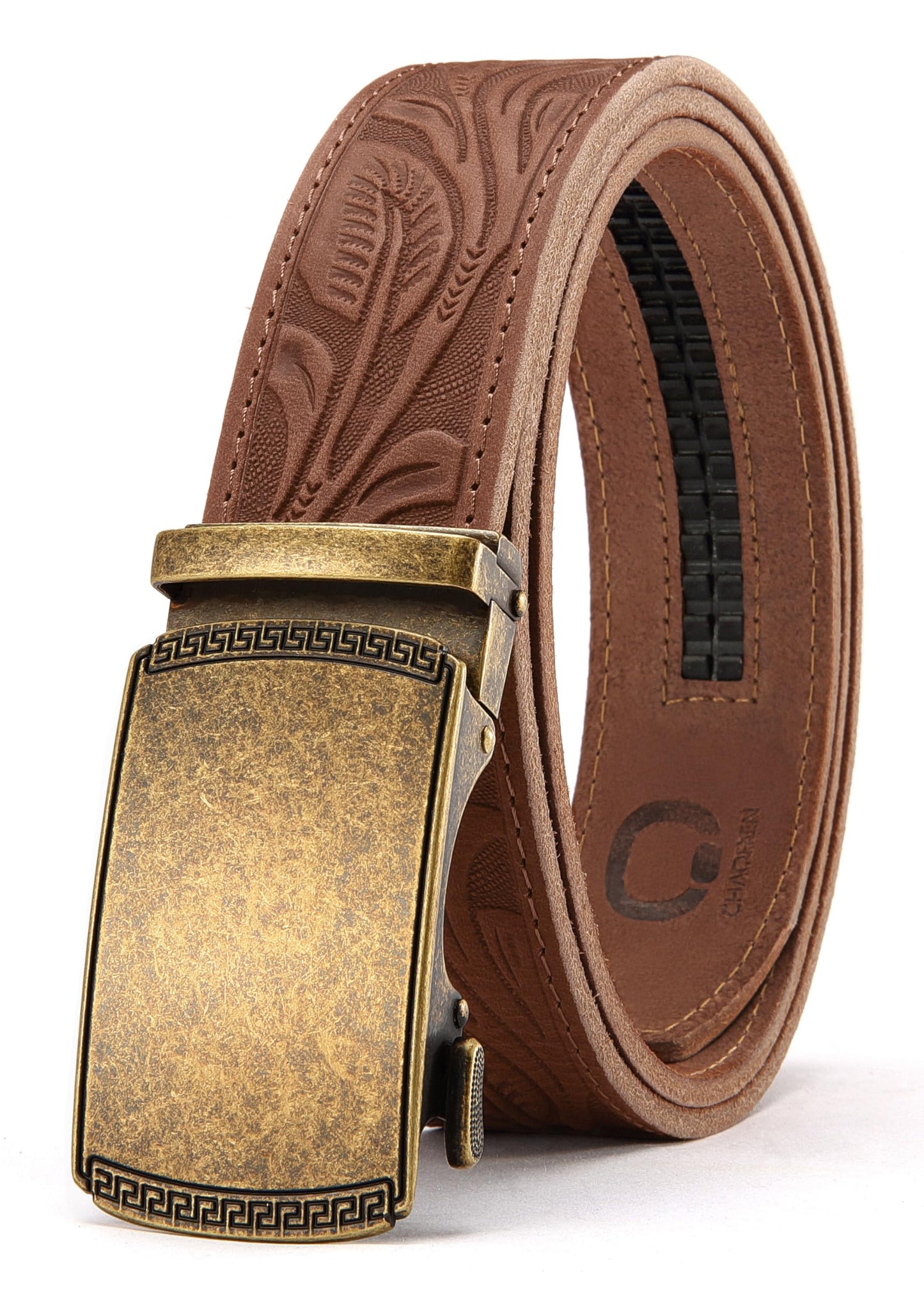 HOTCHAOREN Mens Belt Leather Ratchet Belt - Customizable Fit, Effortless Style (35mm)