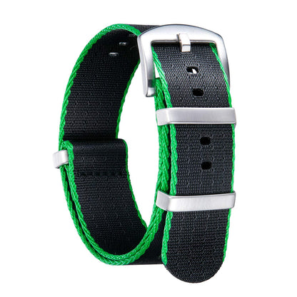 HOTBINLUN Nylon Watch Band 18mm,20mm,22mm,24mm Rugged Military Replacement Watch Straps Silver&Black Stainless Buckle Heavy-Duty Wristband For Traditional Men Women Watches