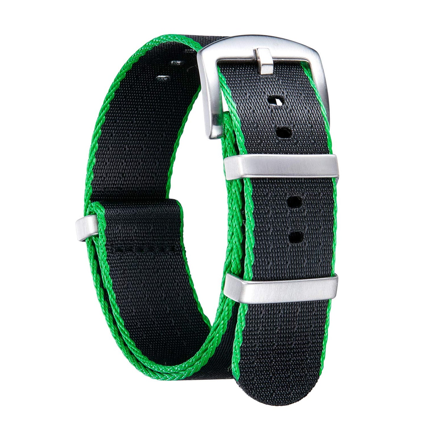 HOTBINLUN Nylon Watch Band 18mm,20mm,22mm,24mm Rugged Military Replacement Watch Straps Silver&Black Stainless Buckle Heavy-Duty Wristband For Traditional Men Women Watches