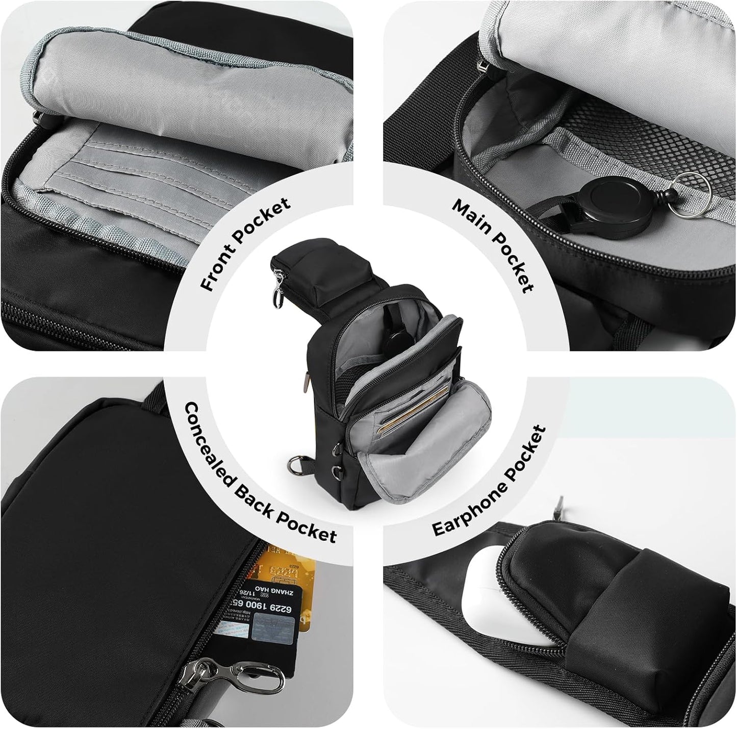 HOTVADOO Sling Bag, Crossbody Bag with Zipper Lock, RFID Blocking & Water Resistant for Men and Women