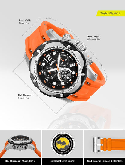 HOTInvicta Men's Speedway 51mm Silicone Quartz Watch