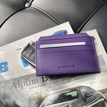 HOTBETTERHUMZ Credit Card Case Nappa Leather Material for Men and Women Card Holder Slim Wallet 8 Slots and 1 Pocket (Purple)