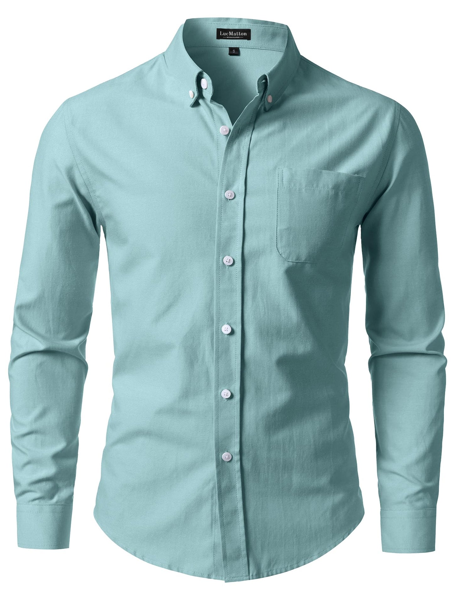 HOTLucMatton Men's Lightweight Oxford Long Sleeve Button Down Shirt Business Casual Slim fit Dress Shirts with Pocket
