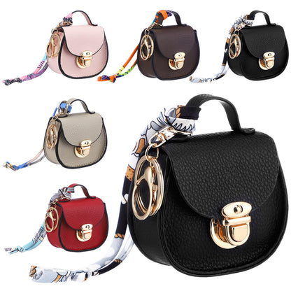 HOTLiliaafar 8 Pcs Mini Backpack Keychain Mini Coin Purses for Women Cute PU Leather Makeup Bag with Keychain, Multi Pocket Card Holder Cable Organizer Giftable Zipper Pouch (Minimalist)