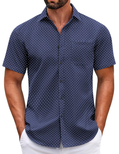 HOTCOOFANDY Mens Short Sleeve Casual Button Down Shirts Summer Untucked Dress Shirts with Pocket