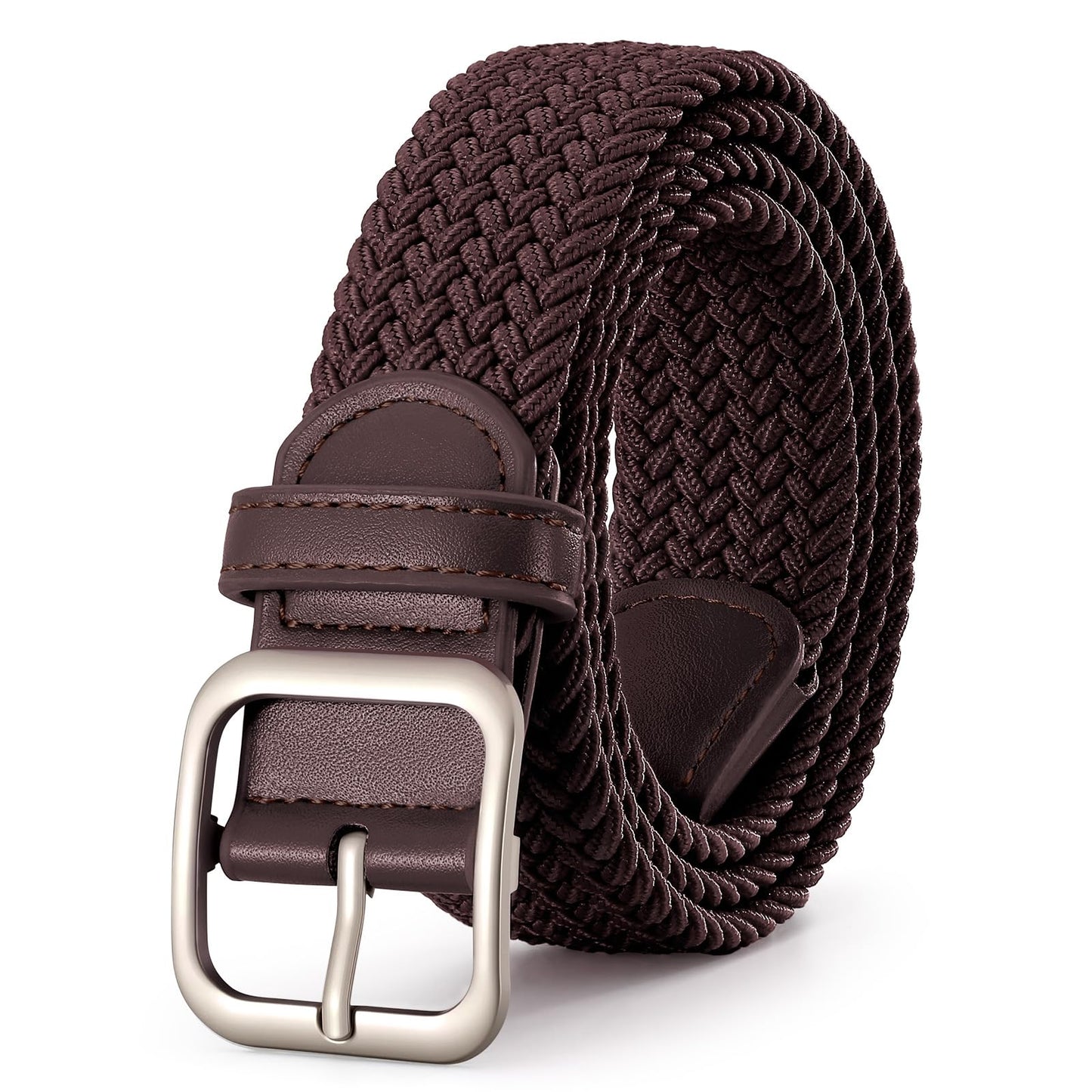 HOTXZQTIVE Women Elastic Braided Belt with Black Buckle, Woven Stretch Fabric