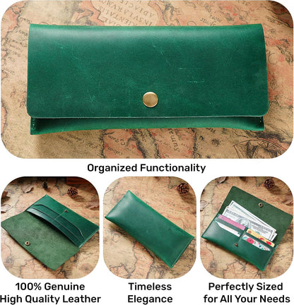 HOTHIFA Leather Wallet Women, Purses for Women - Soft Touch Rustic Leather, Retro Style, 4 Card Pockets with Cash Slot, Compact Convenience and Ideal Gift - Wallets for Women, Womens Wallet