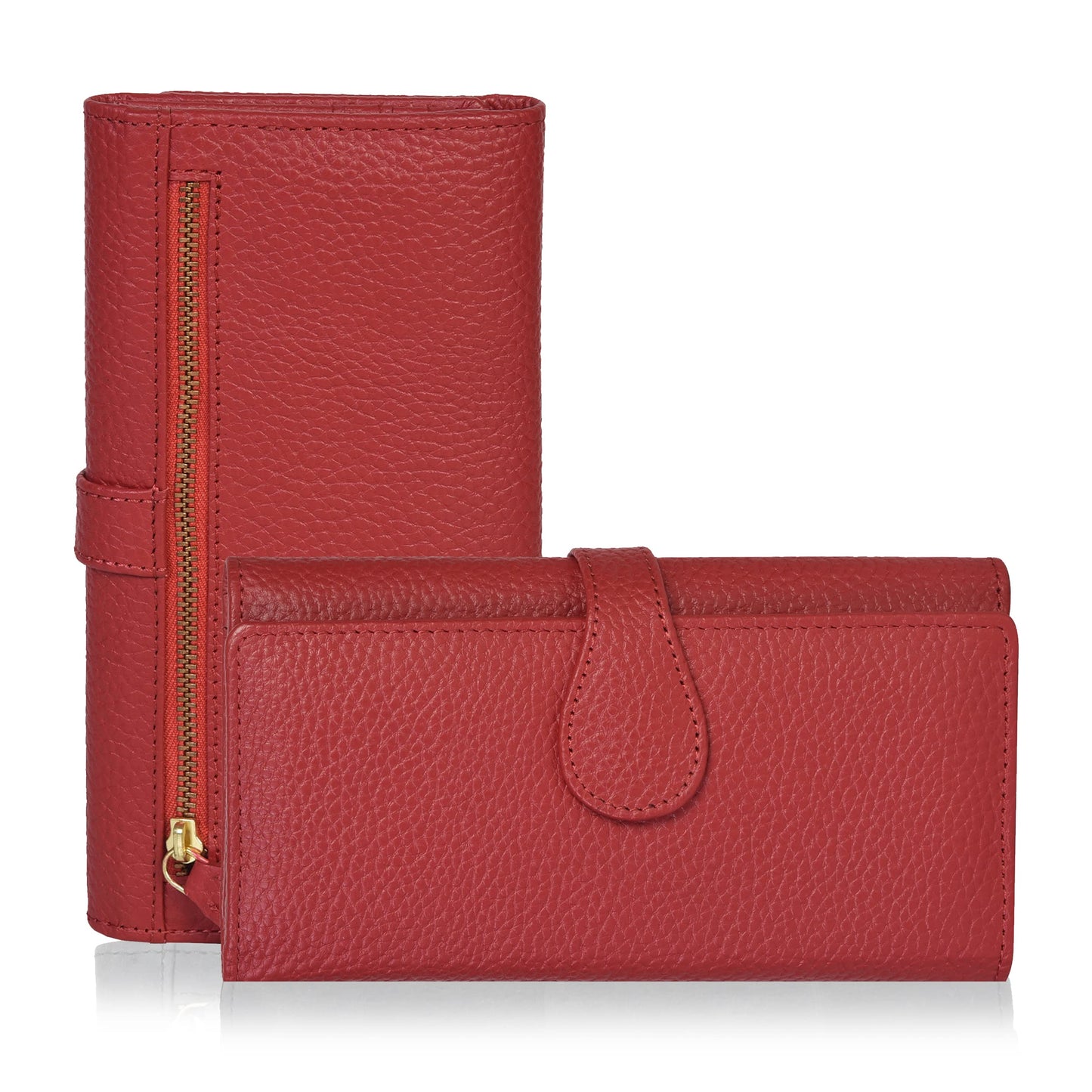 HOTReal Leather Women Wallet Leather with RFID Blocking -Trifold Card Holder Designer Ladies Clutch with ID Window Wallets