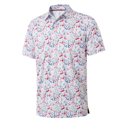 HOTGolf Shirts for Men Dry Fit Short Sleeve Print Performance Moisture Wicking Polo Shirt