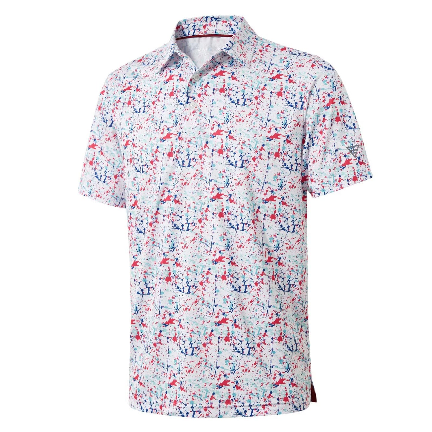 HOTGolf Shirts for Men Dry Fit Short Sleeve Print Performance Moisture Wicking Polo Shirt