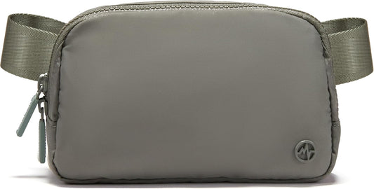 HOTPander Two Way Zipper Fanny Pack Nylon Everywhere Belt Bag for Women, Water Repellent Waist Packs, Crossbody Bags with Adjustable Strap (Grey Sage).