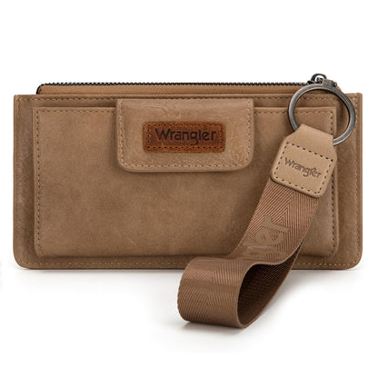 HOTMontana West X Wrangler Brown Wristlet Wallet Minimalist Clutch Womens Wallet Rfid Card Cases & Money Organizers with Coin Purse and Smooth Zipper