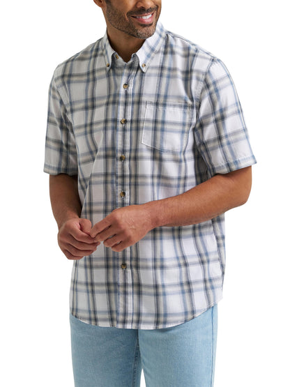 HOTWrangler Authentics Men's Short Sleeve Classic Plaid Shirt
