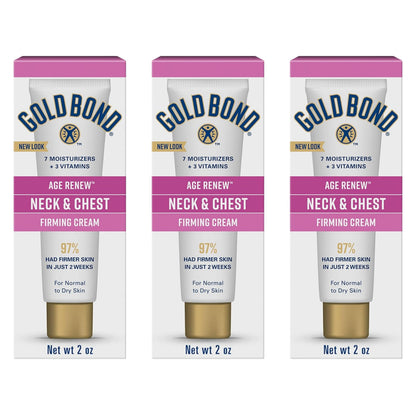 HOTGold Bond Age Renew Neck & Chest Firming Cream, 2 Oz, Hydrates, Renews, and Visibly Improves Firmness, Texture & Elasticity of Aging Skin, Non-Greasy, Dermatologist-Tested, Hypoallergenic, Unscented
