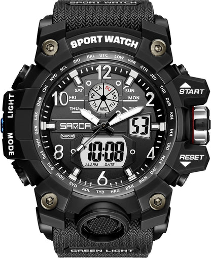 HOTKXAITO Men's Watches Sports Outdoor Waterproof Military Wrist Watch Date Multi Function Tactics LED Alarm Stopwatch