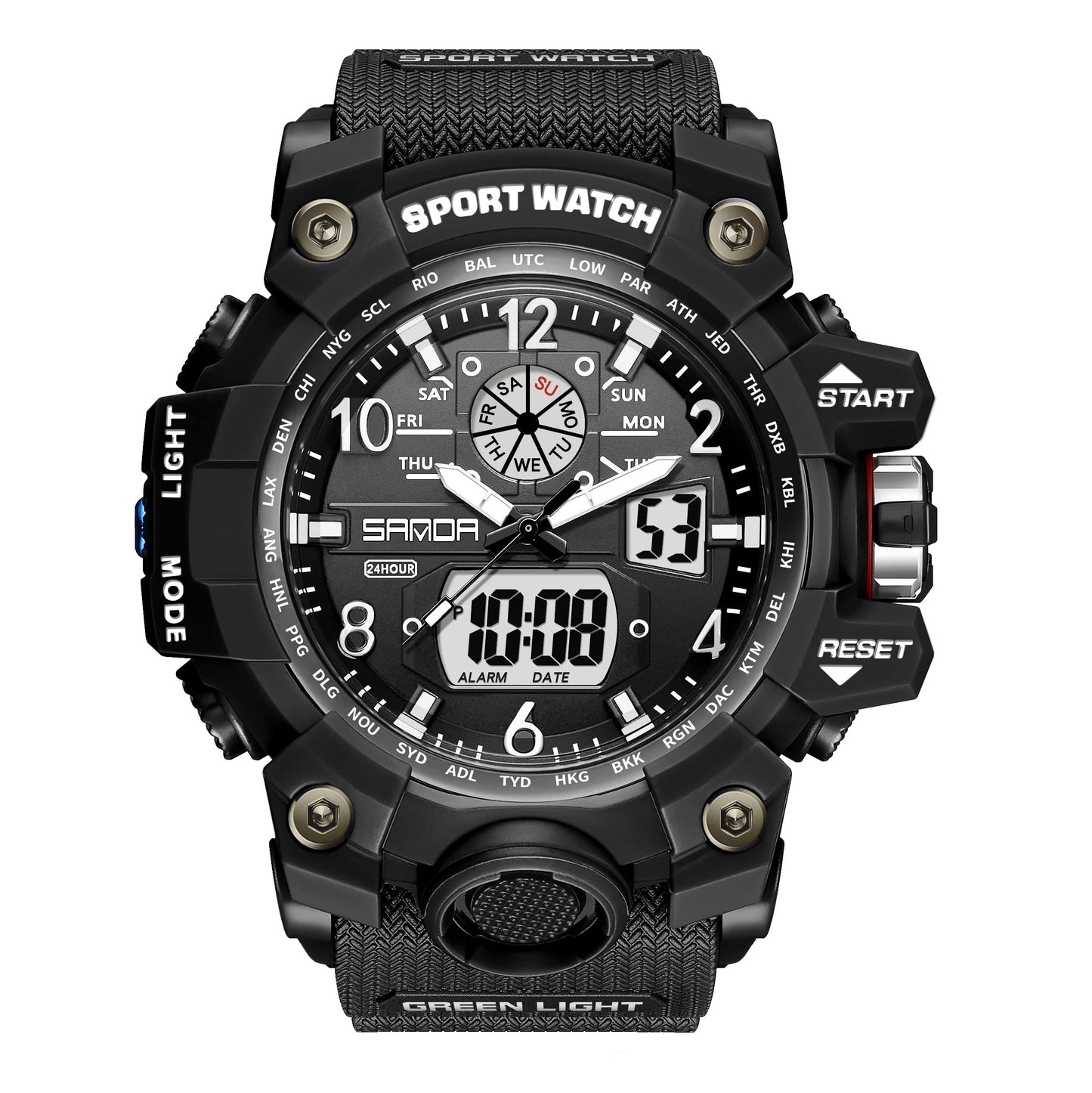 HOTKXAITO Men's Watches Sports Outdoor Waterproof Military Wrist Watch Date Multi Function Tactics LED Alarm Stopwatch