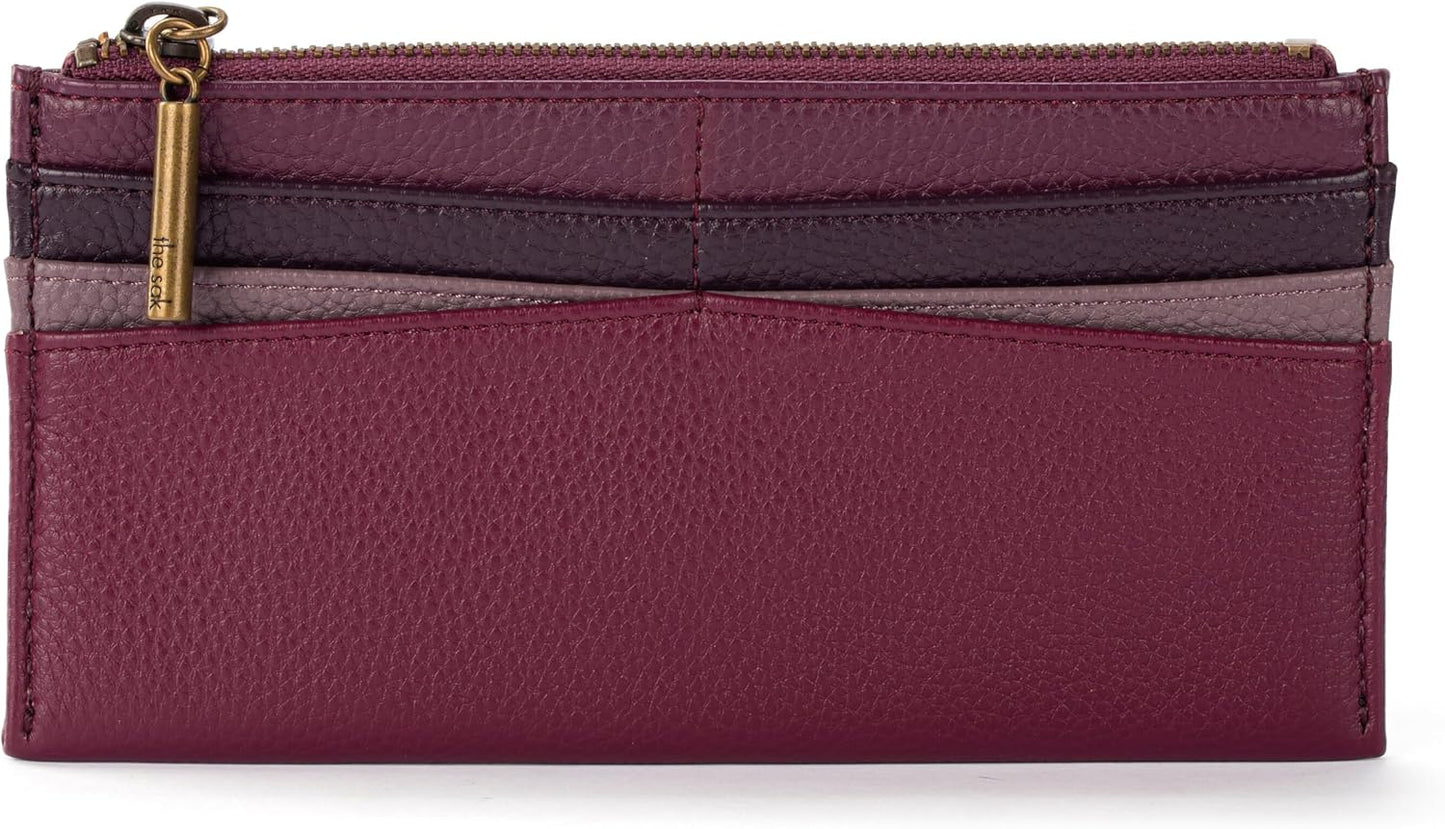 HOTThe Sak Neva Large Card Wallet - Slim Leather Wallet for Women - Card Holder With 6 Credit Card Slots & Zipper Closure | Large