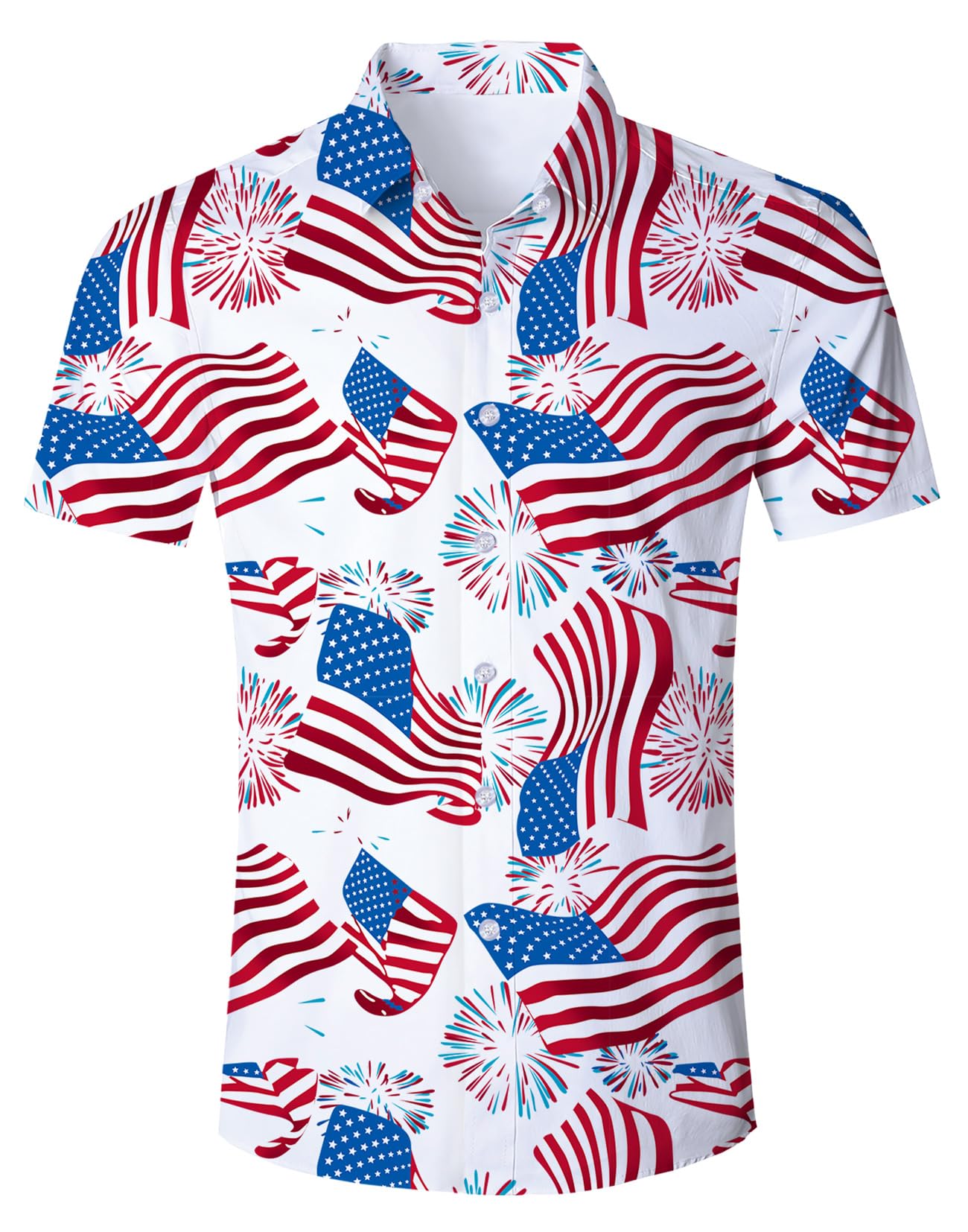 HOTFanient Mens Hawaiian Shirt Summer 3D Print Casual Short Sleeve Button Down Graphic Aloha Dress Shirts
