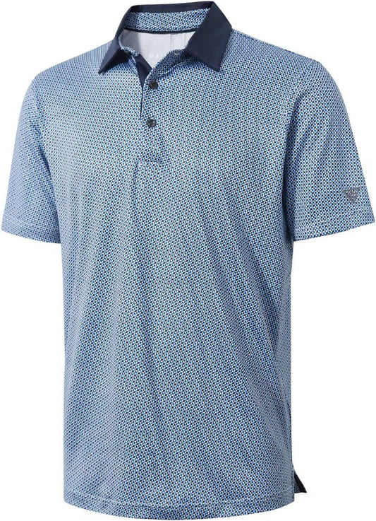 HOTGolf Shirts for Men Dry Fit Short Sleeve Print Performance Moisture Wicking Polo Shirt
