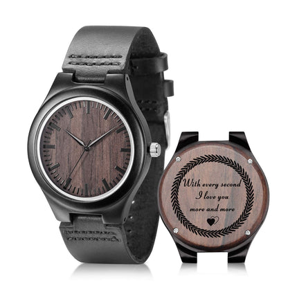 HOTUMIPHIMAT Engraved Wooden Watches for Men - Customized Wood Wrist Watches for Husband Boyfriend Dad Son