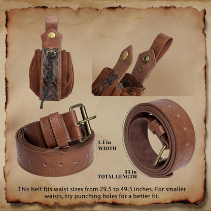 HOTRenaissance Belt Pouch Medieval Viking Pirate Leather Bag Potion Bottle Set Skirt Hike Halloween Cosplay Costume Accessorie