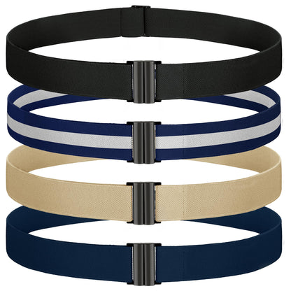 HOTTOURZOO No Show Invisible Belt for Women/Men Elastic Web Strap Waist Stretch Belt with Flat Buckle for Jeans Pants Dresses