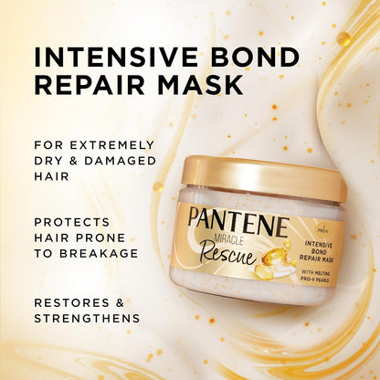 HOTPantene Miracle Rescue Hair Mask, Intensive Bond Repair with Melting Pro-V Pearls, Melts Away Damage, Builds Bonds, Strengthens Against Damage, Deep Conditioning for Dry Damaged Hair, 10.1 fl oz