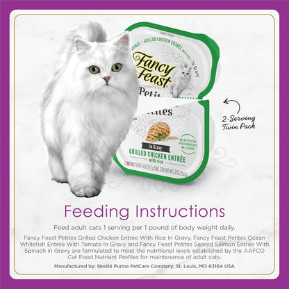 HOTPurina Fancy Feast Gourmet Wet Cat Food Variety Pack, Petites Gravy Collection, break-apart tubs, 24 servings - (Pack of 12) 2.8 oz. Tubs
