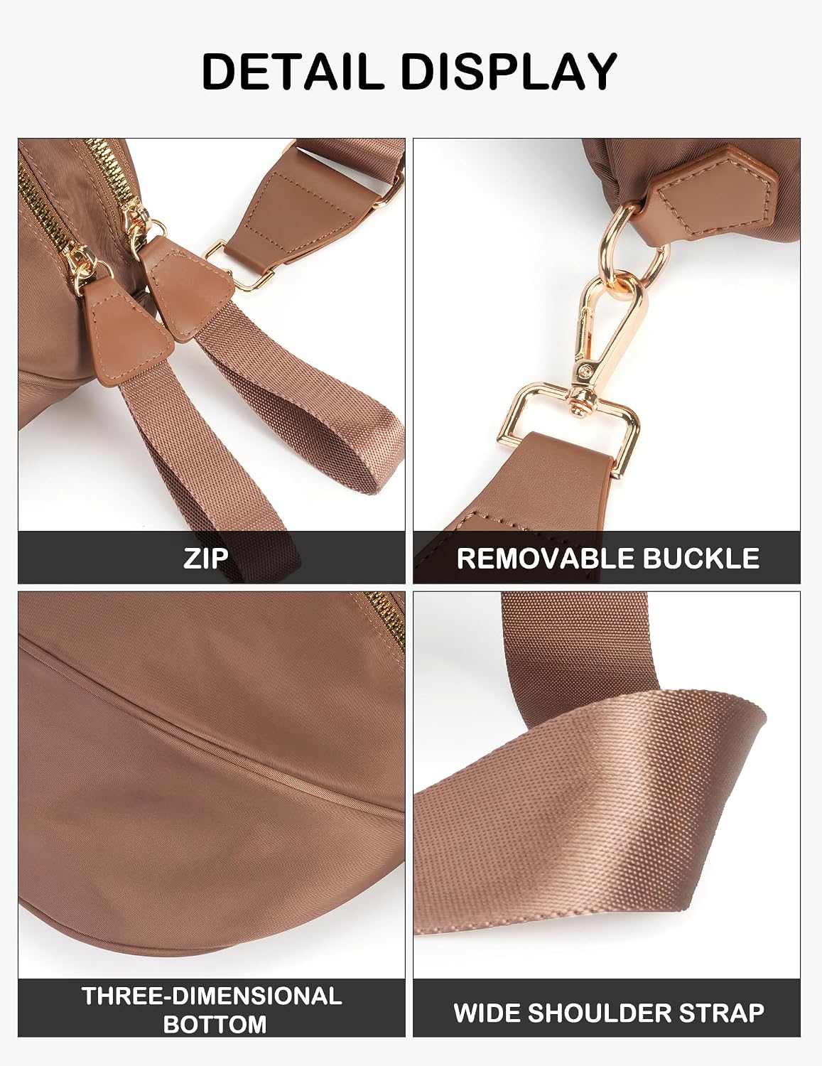 HOTFEIBOON Spacious Nylon Crossbody Bag Bum Bag Handbags Wallets Purses Trendy Shoulder Bag for Women