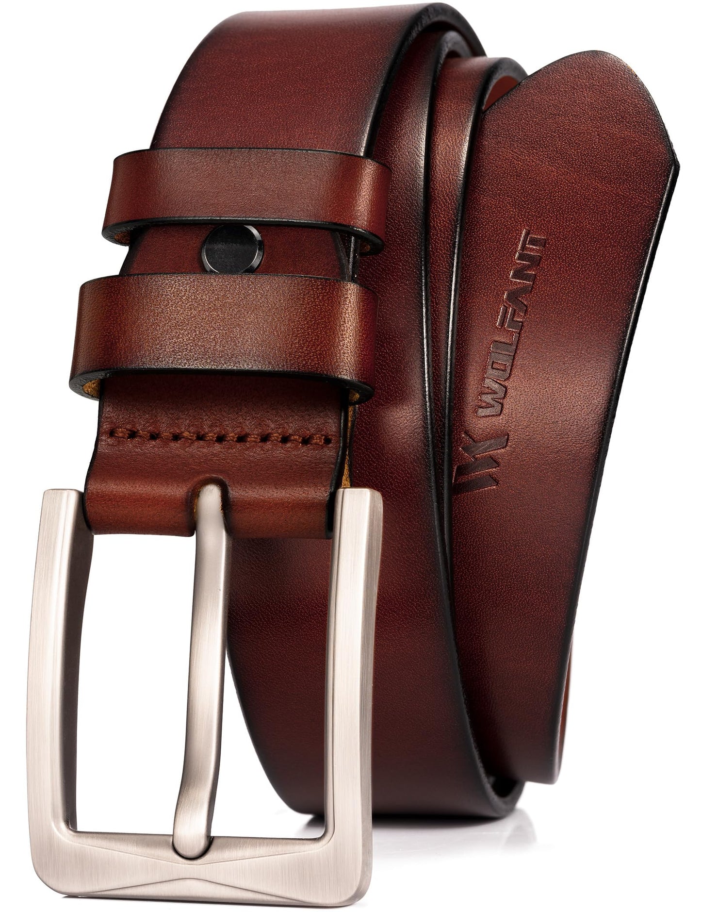 HOTWOLFANT 1.5" Full Grain Leather Belt for Men in Gift Box,100% Italian Real Solid Leather
