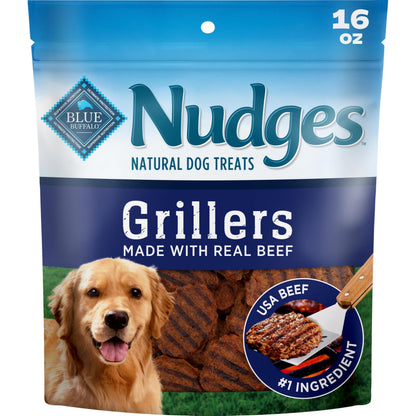 HOTBlue Buffalo Nudges Chicken Grillers Natural Dog Treats, Tender & Meaty Dog Snacks, Easy-To-Tear for Training, Made in the USA with Real Chicken, No Artificial Preservatives, 16 oz.