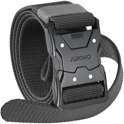 HOTJUKMO Quick Release Tactical Belt, Military Work 1.5" Nylon Web Hiking Belt | Heavy Duty Seatbelt Zinc Alloy Buckle & Stretch Belt Strap