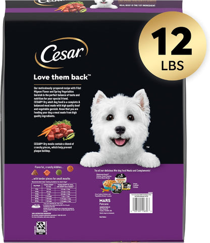 HOTCesar Small Breed Dry Dog Food, Filet Mignon & Spring Vegetables, 12 lb | Made in USA, Real beef #1 ingredient, 26 essential nutrients, supports small breed health, no artificial flavors