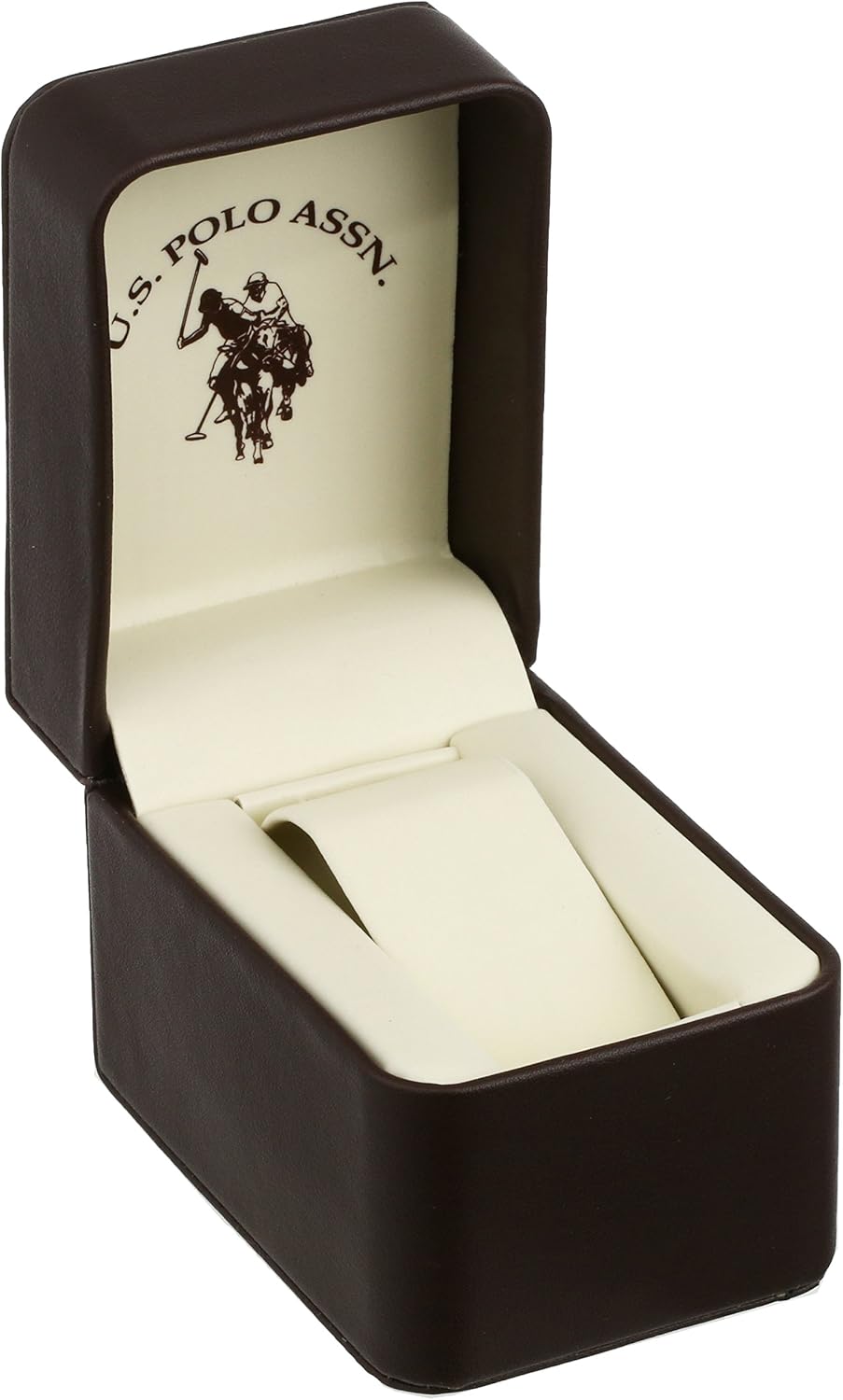 HOTU.S. Polo Assn. Men's Brown Dial Watch with Gold-Tone Bezel and Croc-Embossed Strap – Analog Quartz Timepiece in Gift Box Fits Wrists 5.5"-8" with 44mm Silver-Tone Case
