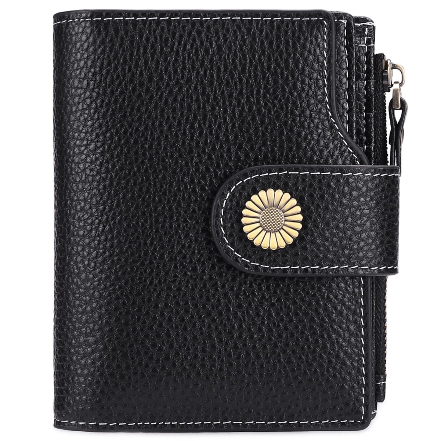 HOTFalan Mule Women's Lightweight Genuine Leather Wallet, Includes Card Holders, RFID-Blocking, Lightweight, Photo & ID Holder, Green