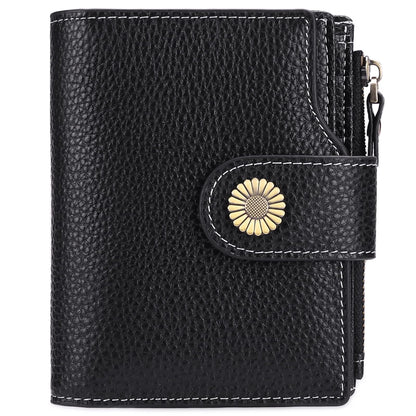 HOTFalan Mule Women's Lightweight Genuine Leather Wallet, Includes Card Holders, RFID-Blocking, Lightweight, Photo & ID Holder, Green