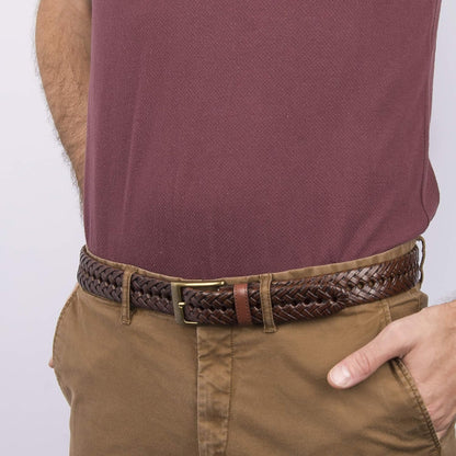 HOTDOCKERS Men's Braided Leather Belt, Fully Adjustable Casual Strap for Everyday Wear