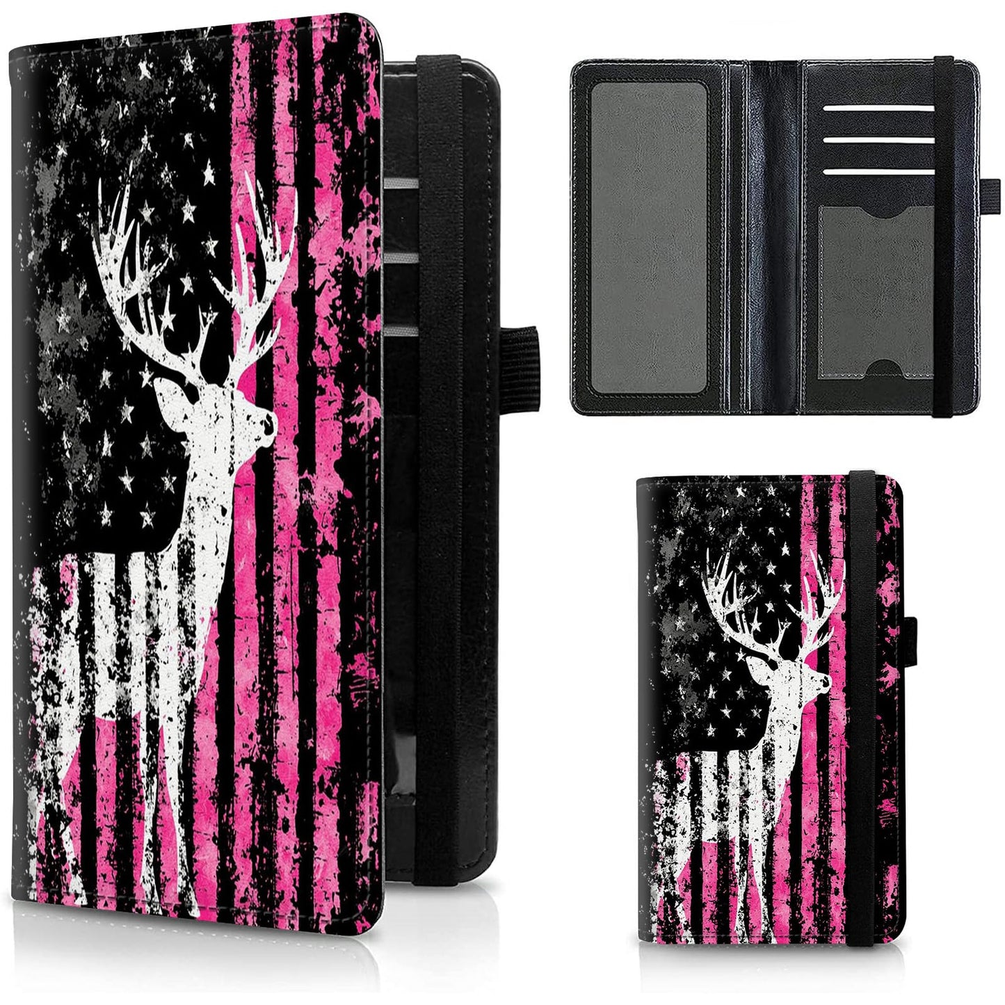 HOTFUYOCWE Leather Checkbook Covers for Men Women Check book Holder Cover Wallets for Personal Checkbook Duplicate Checks with RFID Blocking & Elastic Strap-Beautiful Black Horse