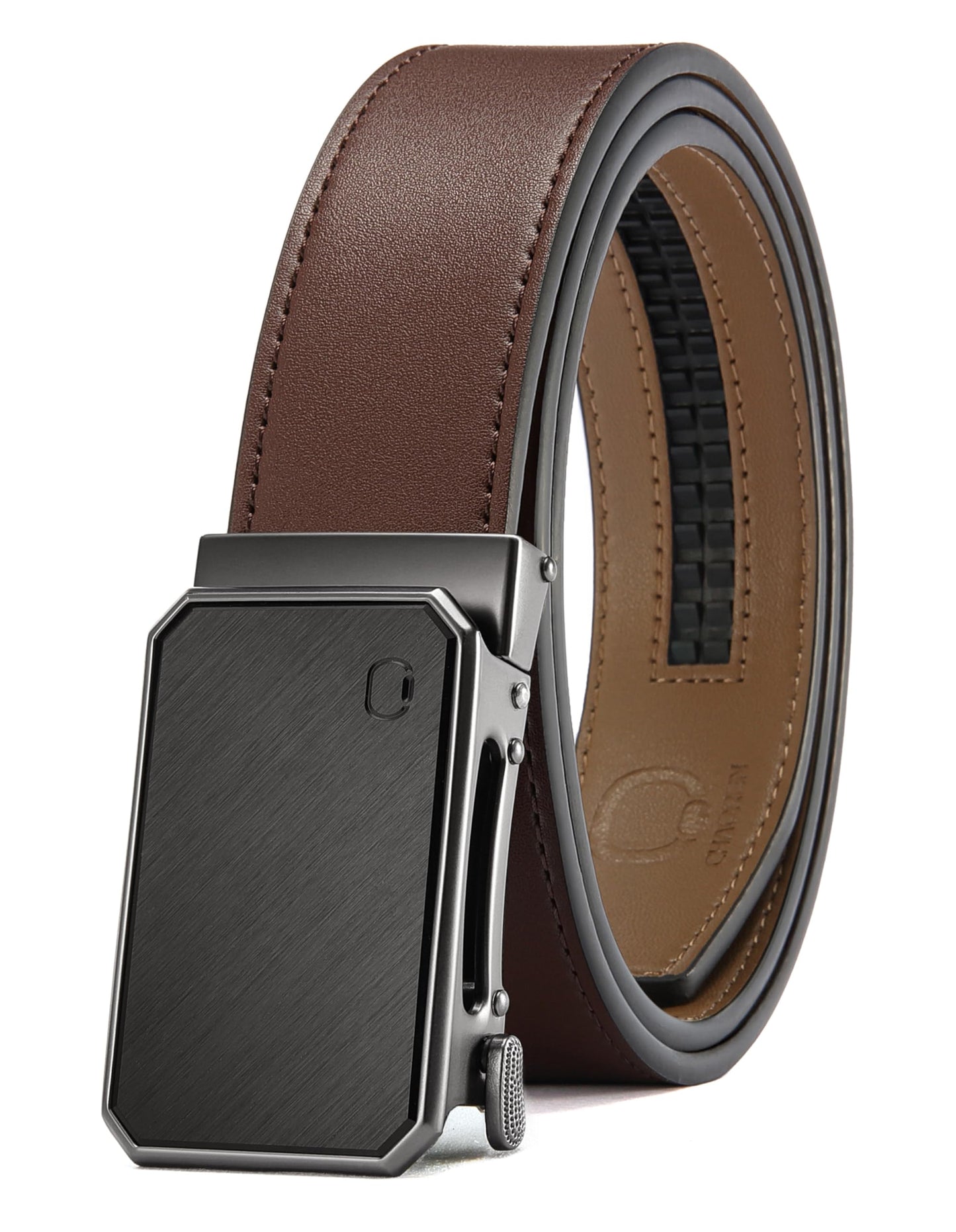 HOTCHAOREN Ratchet Belt Men - 35mm Mens Belt Leather for Casual Jeans - Versatile Fit, Customizable Style