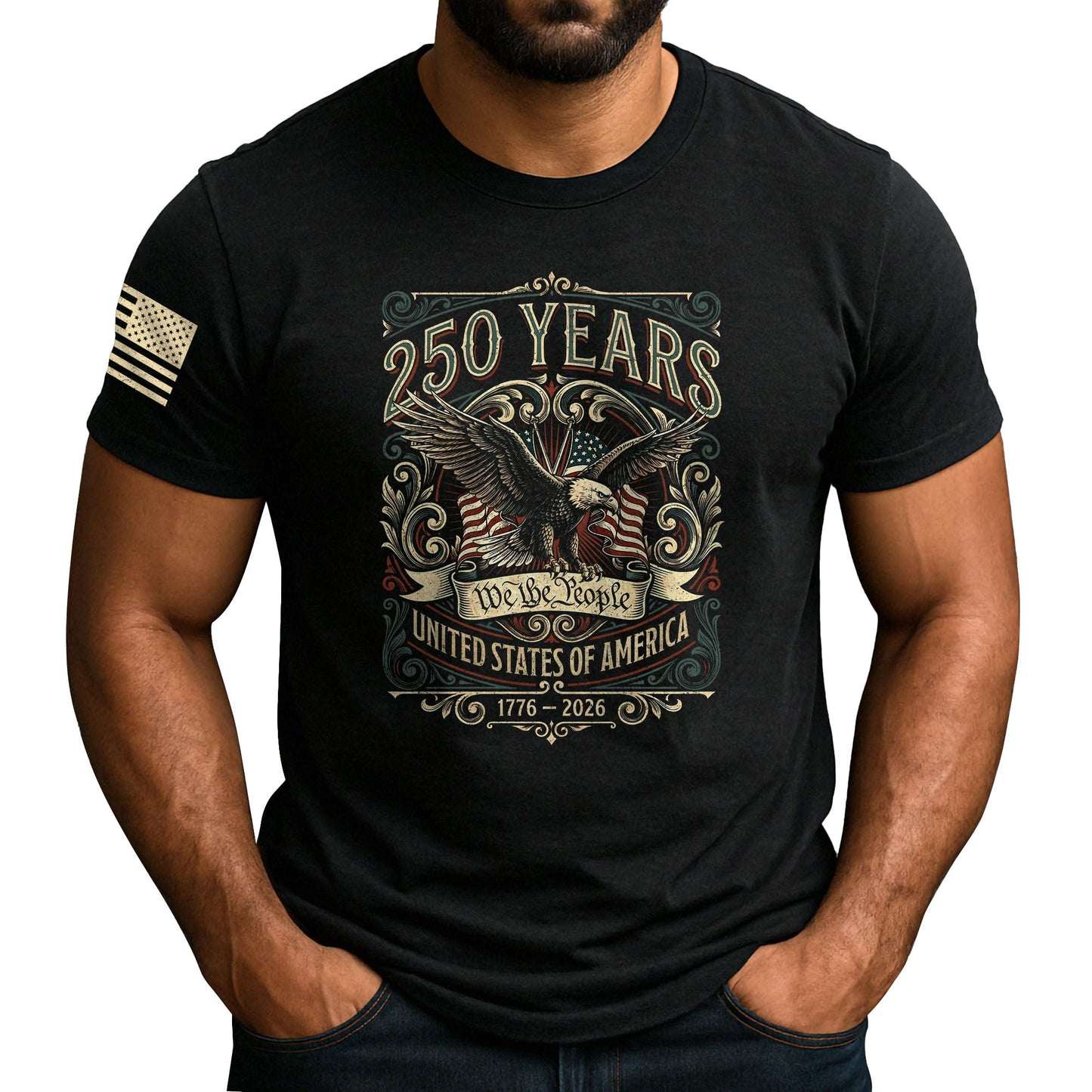 HOTPatriotic Shirts for Men, USA Eagle Graphic Shirts for Men | Mark 250 years of American spirit with these unique commemorative tees, designed for bold style and lasting comfort