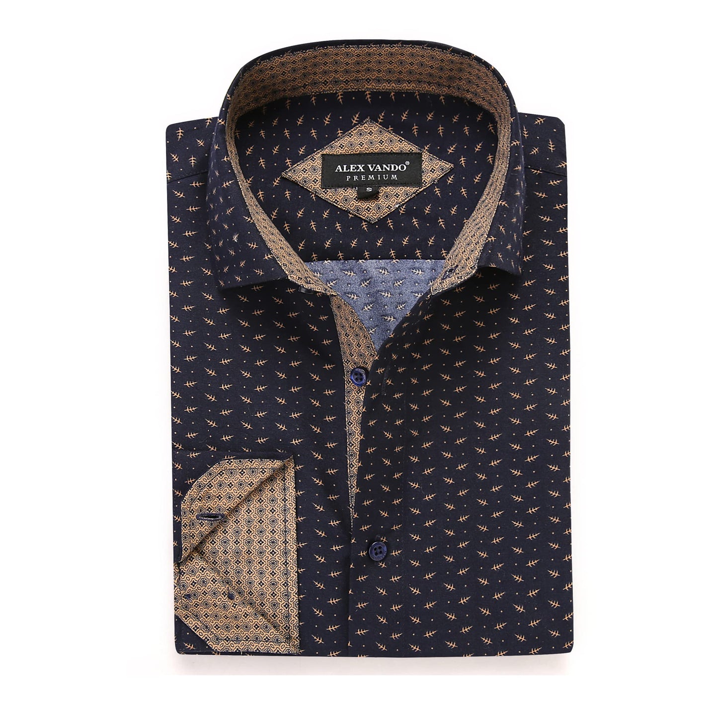 HOTAlex Vando Mens Printed Dress Shirts Regular Fit Casual Button Down Shirt | Wrinkle resistant, Machine washable, Contrast on inner collar & cuff, True-to-size cut, Business & Daily, Easy outfit pairing