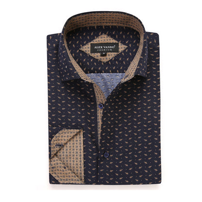 HOTAlex Vando Mens Printed Dress Shirts Regular Fit Casual Button Down Shirt | Wrinkle resistant, Machine washable, Contrast on inner collar & cuff, True-to-size cut, Business & Daily, Easy outfit pairing
