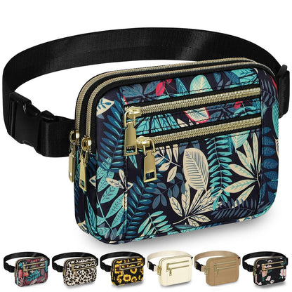 HOTCapolo Fanny Packs for Women Fashion Waist Packs Bag with Adjustable Strap and 4 Zipper Pockets Waterproof Everywhere Crossbody Belt Bag for Workout Running Travelling(Black, Large)