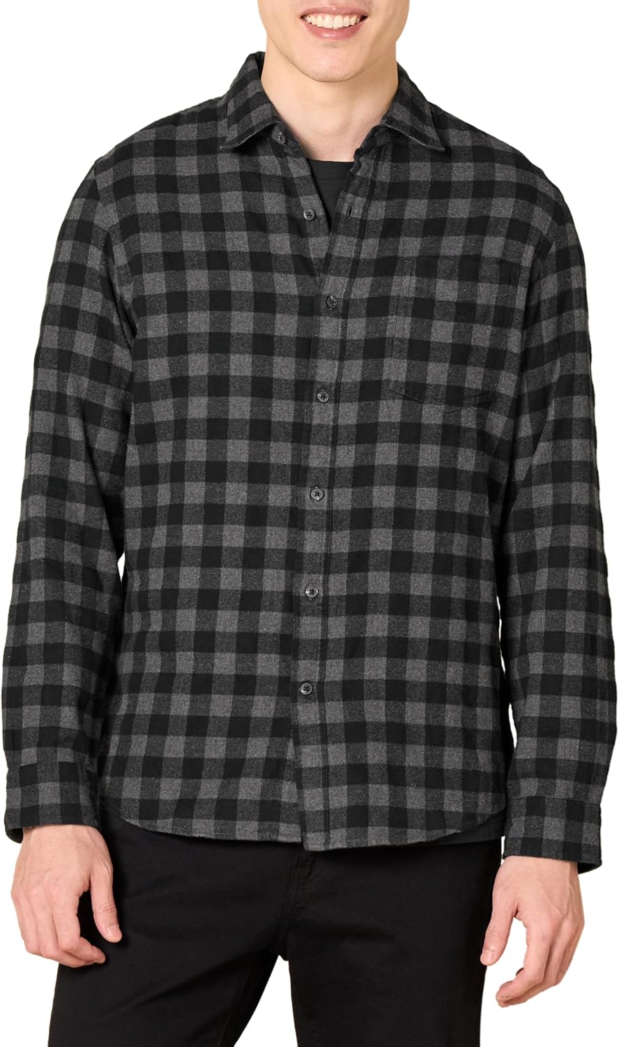 HOTAmazon Essentials Men's Slim-Fit Flannel Shirt, Long Sleeve Button Down Plaid