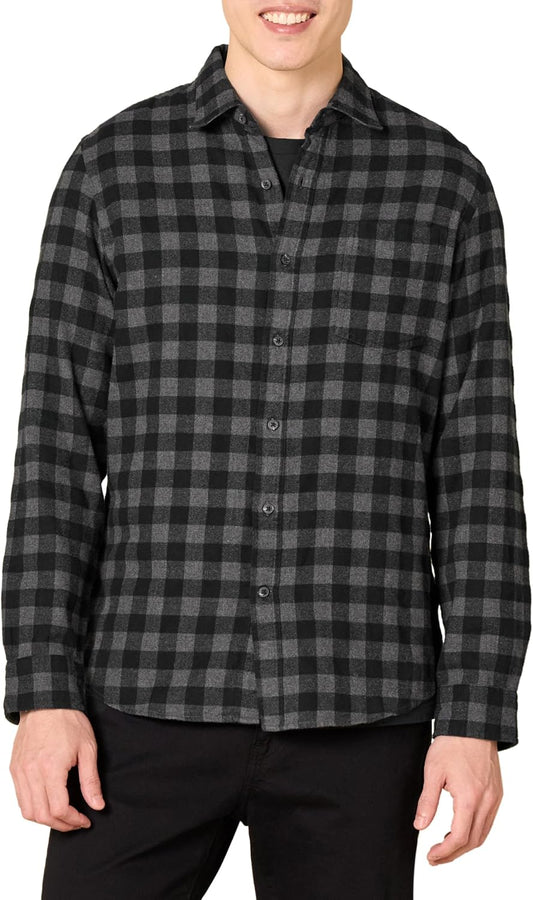 HOTAmazon Essentials Men's Slim-Fit Flannel Shirt, Long Sleeve Button Down Plaid